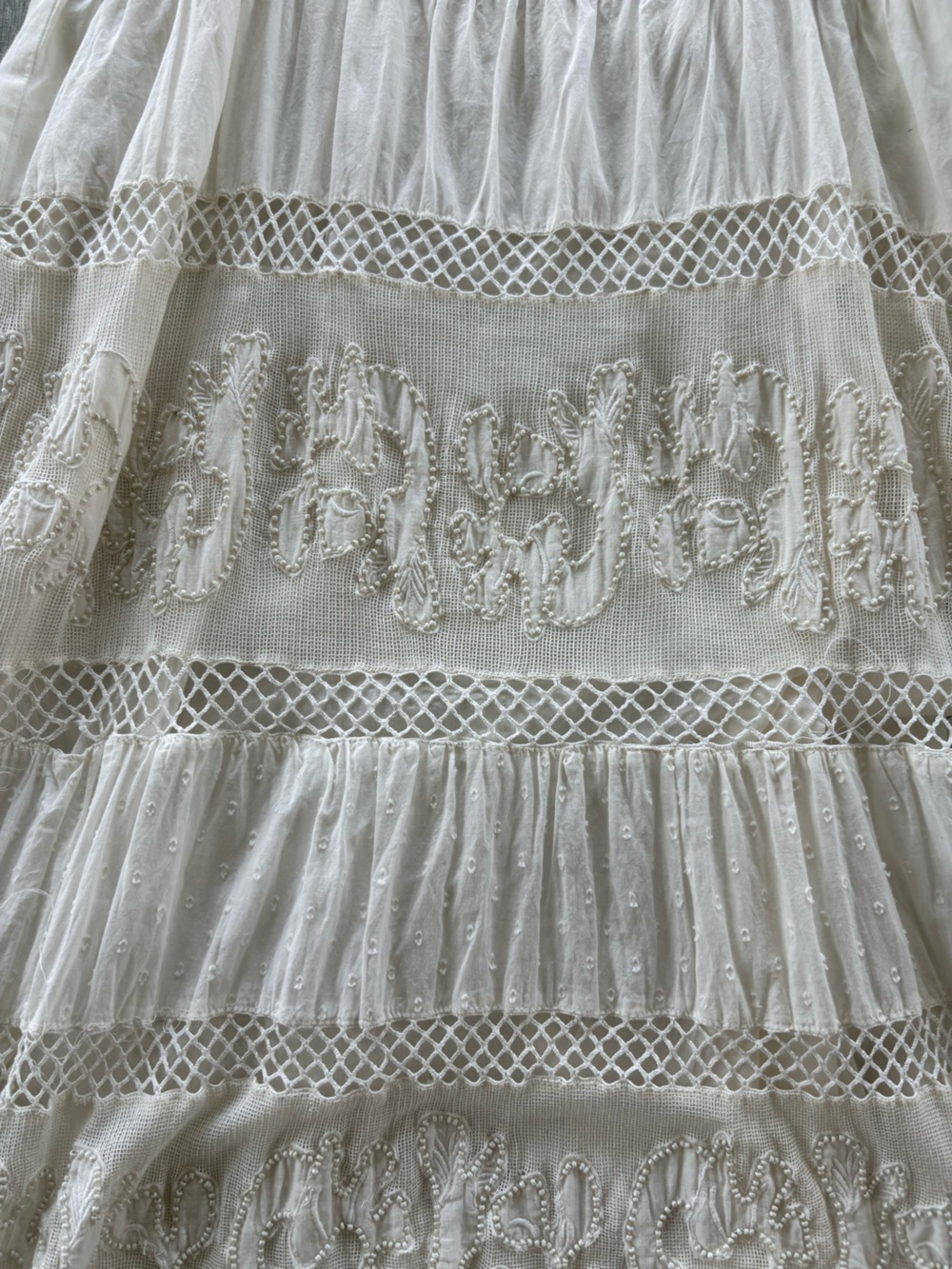 Boho Cream Lace-Trim & Beaded Cotton Dress - Picture 3 of 8